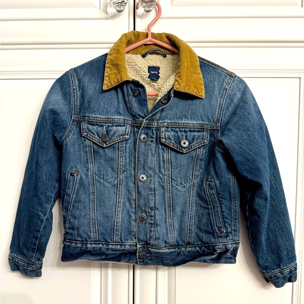 Gap Child/Youth Size Medium Jean Jacket with Corduroy Collar and Sherpa Lining